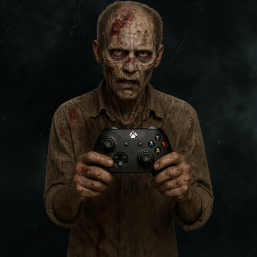 ZOMBIE HOLDING AN XBOX CONTROLLER